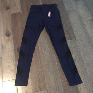 Dark Blue Leggings with Black Stripes